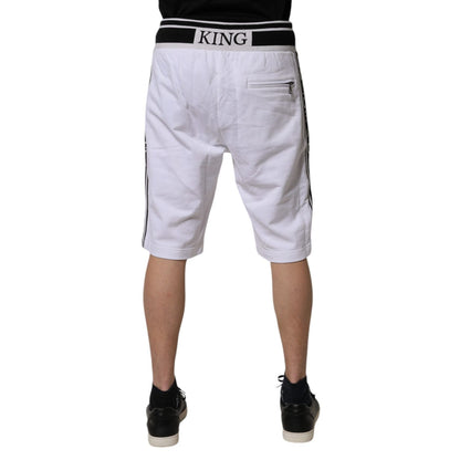 Dolce & Gabbana White Stripe Cotton DG King Bermuda Shorts Dolce & Gabbana