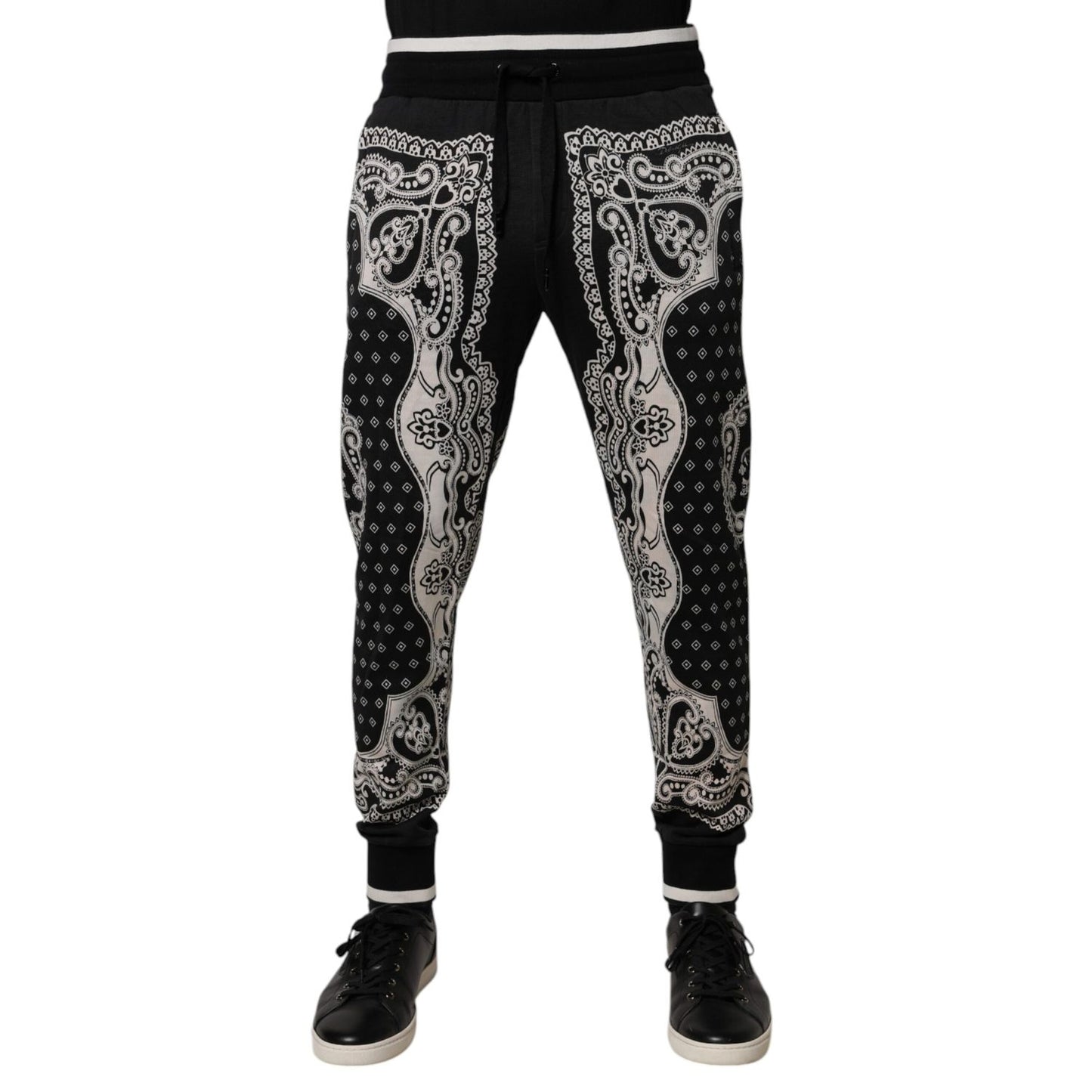 Dolce & Gabbana Black Bandana Cotton Jogger Pants Dolce & Gabbana