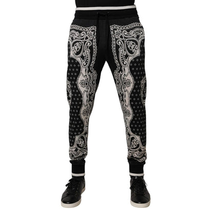 Dolce & Gabbana Black Bandana Cotton Jogger Pants Dolce & Gabbana