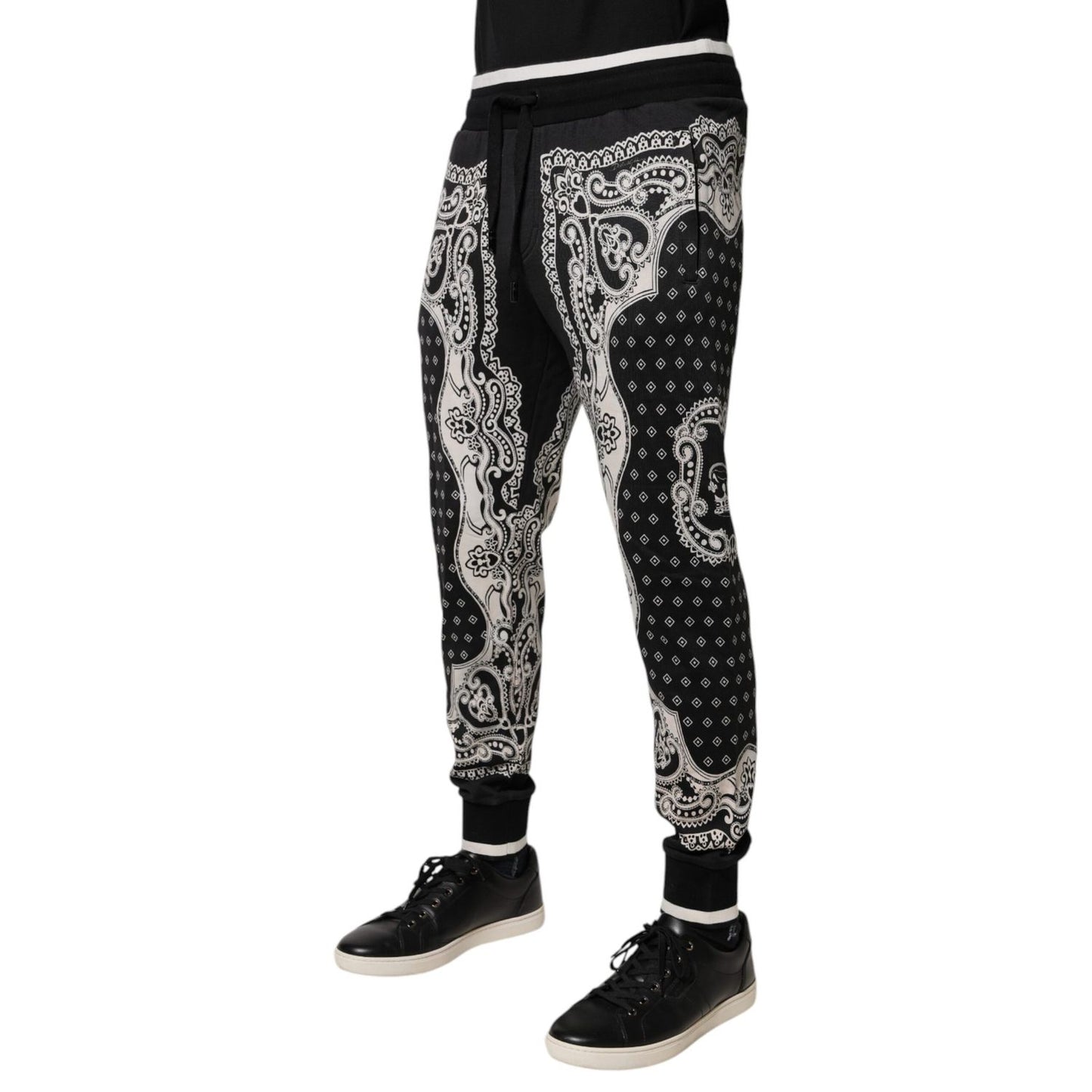 Dolce & Gabbana Black Bandana Cotton Jogger Pants Dolce & Gabbana