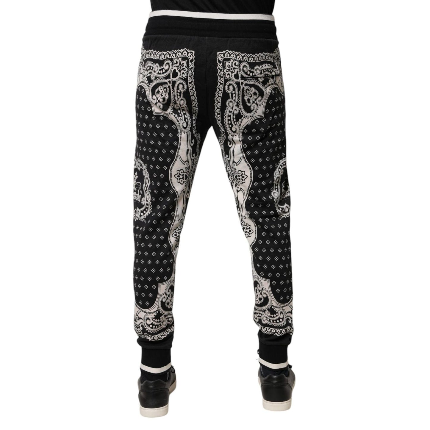 Dolce & Gabbana Black Bandana Cotton Jogger Pants Dolce & Gabbana