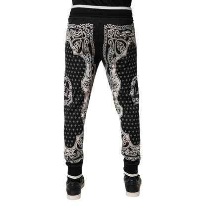 Dolce & Gabbana Black Bandana Cotton Jogger Pants Dolce & Gabbana