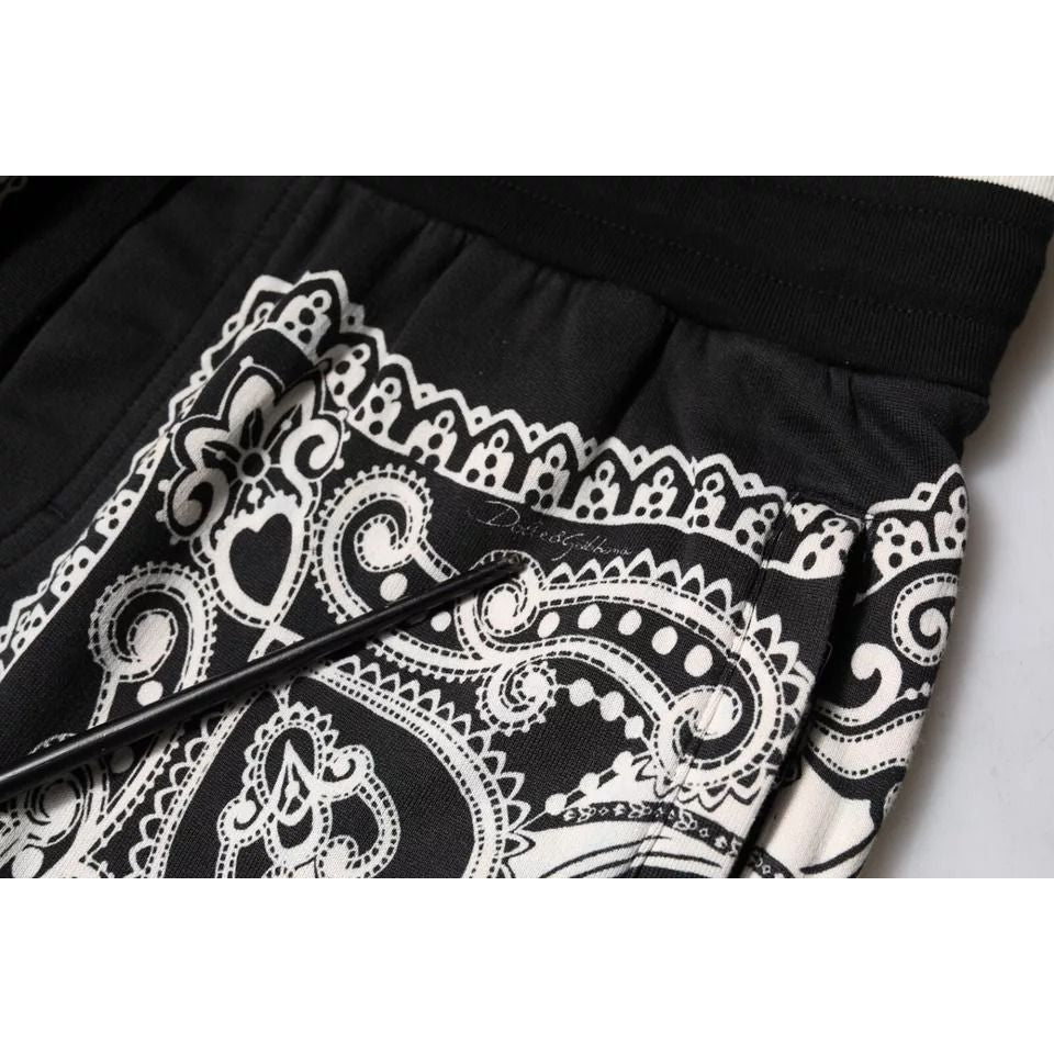 Dolce & Gabbana Black Bandana Cotton Jogger Pants Dolce & Gabbana