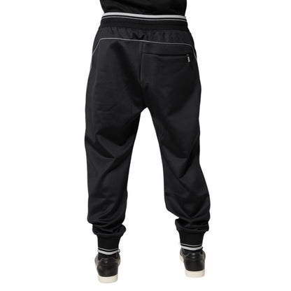 Dolce & Gabbana Black Polyester Logo Jogger Pants Dolce & Gabbana