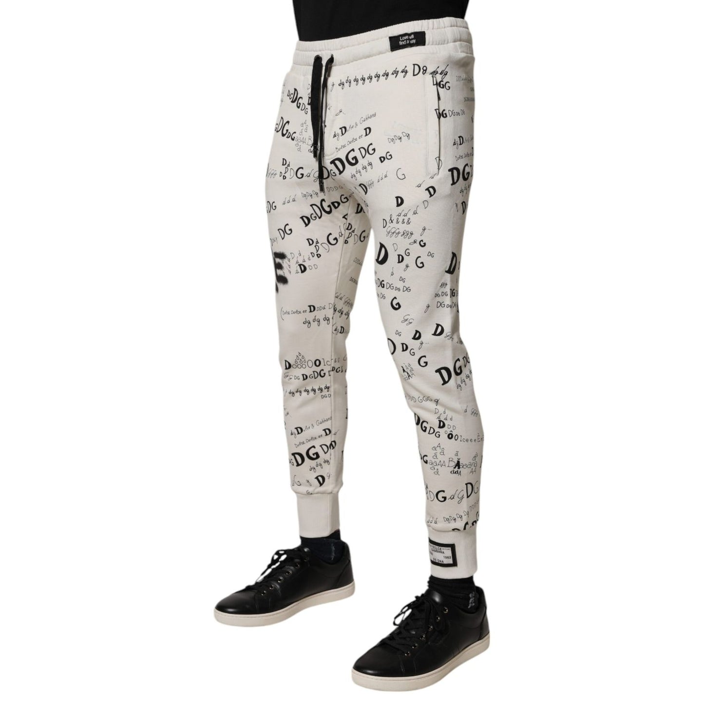 Dolce & Gabbana White Printed Cotton Jogger Sweatpants Pants Dolce & Gabbana