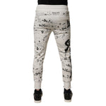 Dolce & Gabbana White Printed Cotton Jogger Sweatpants Pants