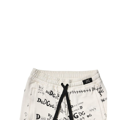 Dolce & Gabbana White Printed Cotton Jogger Sweatpants Pants Dolce & Gabbana