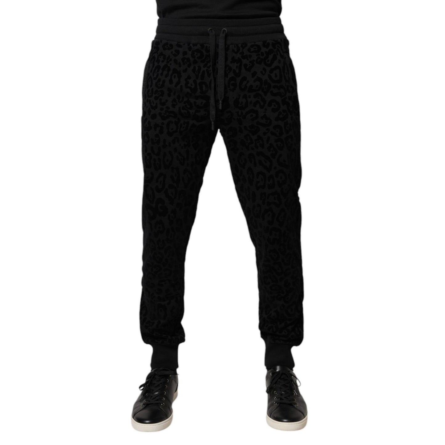 Dolce & Gabbana Black Leopard Cotton Jogger Sweatpants Pants Dolce & Gabbana
