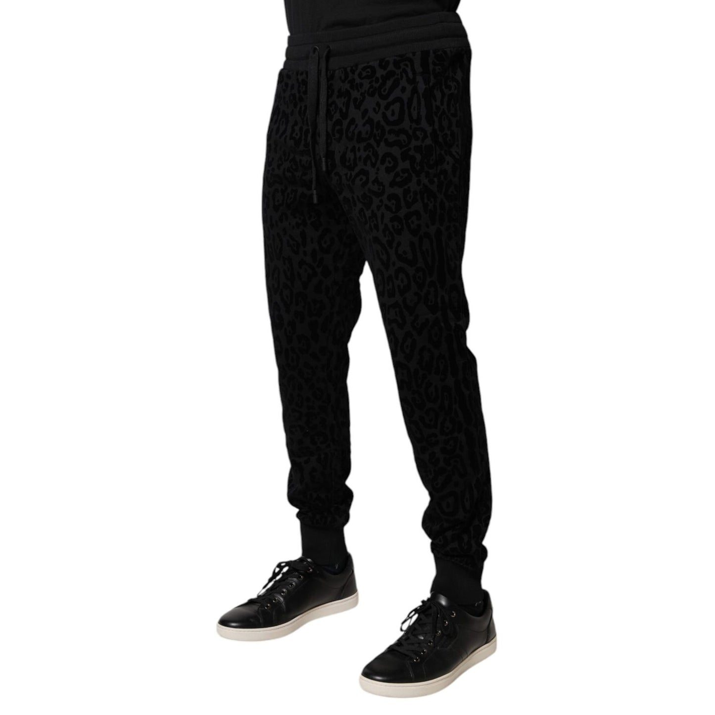 Dolce & Gabbana Black Leopard Cotton Jogger Sweatpants Pants Dolce & Gabbana
