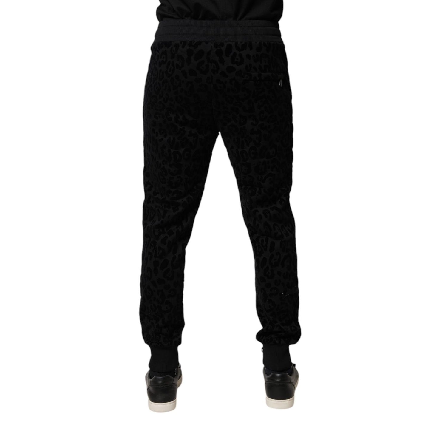 Dolce & Gabbana Black Leopard Cotton Jogger Sweatpants Pants Dolce & Gabbana