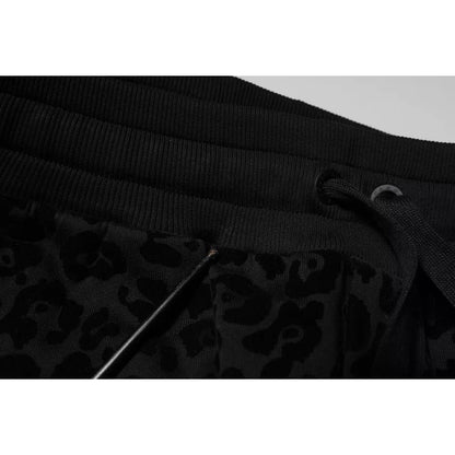 Dolce & Gabbana Black Leopard Cotton Jogger Sweatpants Pants Dolce & Gabbana