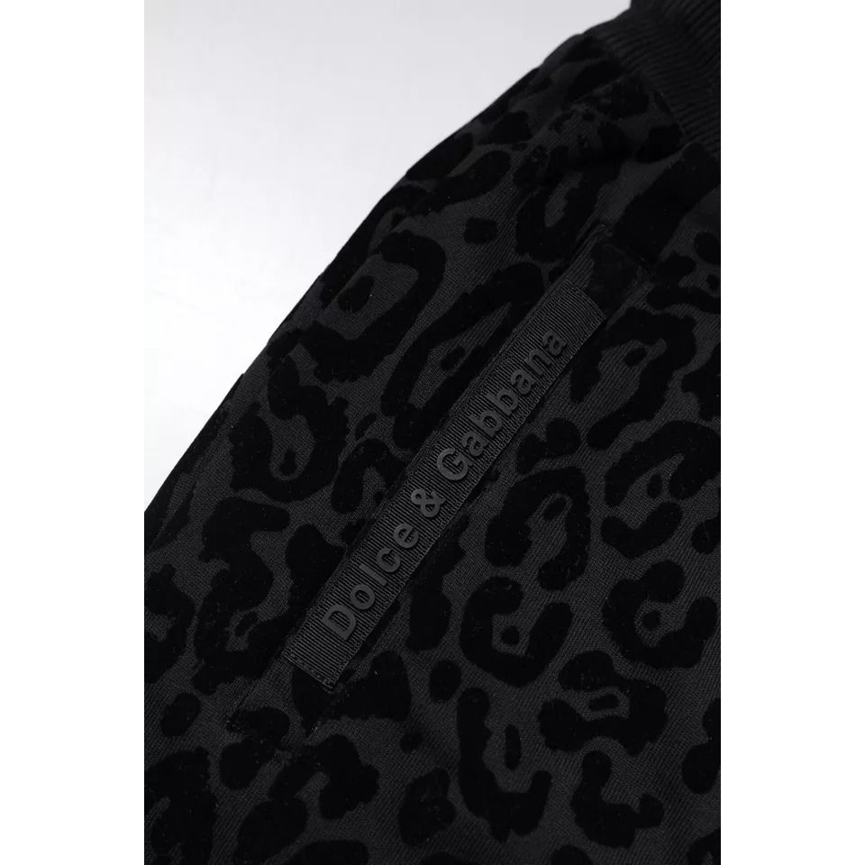 Dolce & Gabbana Black Leopard Cotton Jogger Sweatpants Pants Dolce & Gabbana