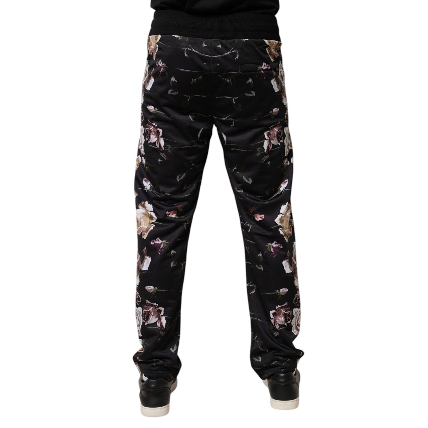 Dolce & Gabbana Black Floral Polyester Jogger Pants Dolce & Gabbana