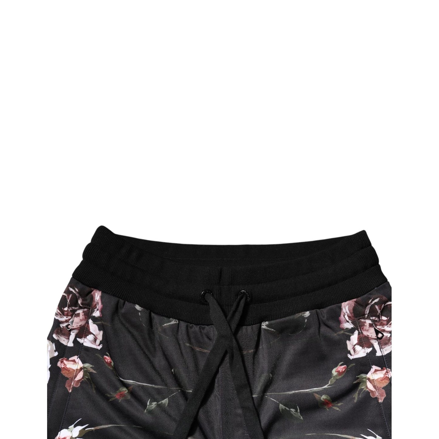 Dolce & Gabbana Black Floral Polyester Jogger Pants Dolce & Gabbana
