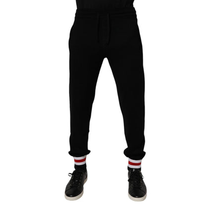 Dolce & Gabbana Black Wool Mid Waist Jogger Sweatpants Pants Dolce & Gabbana