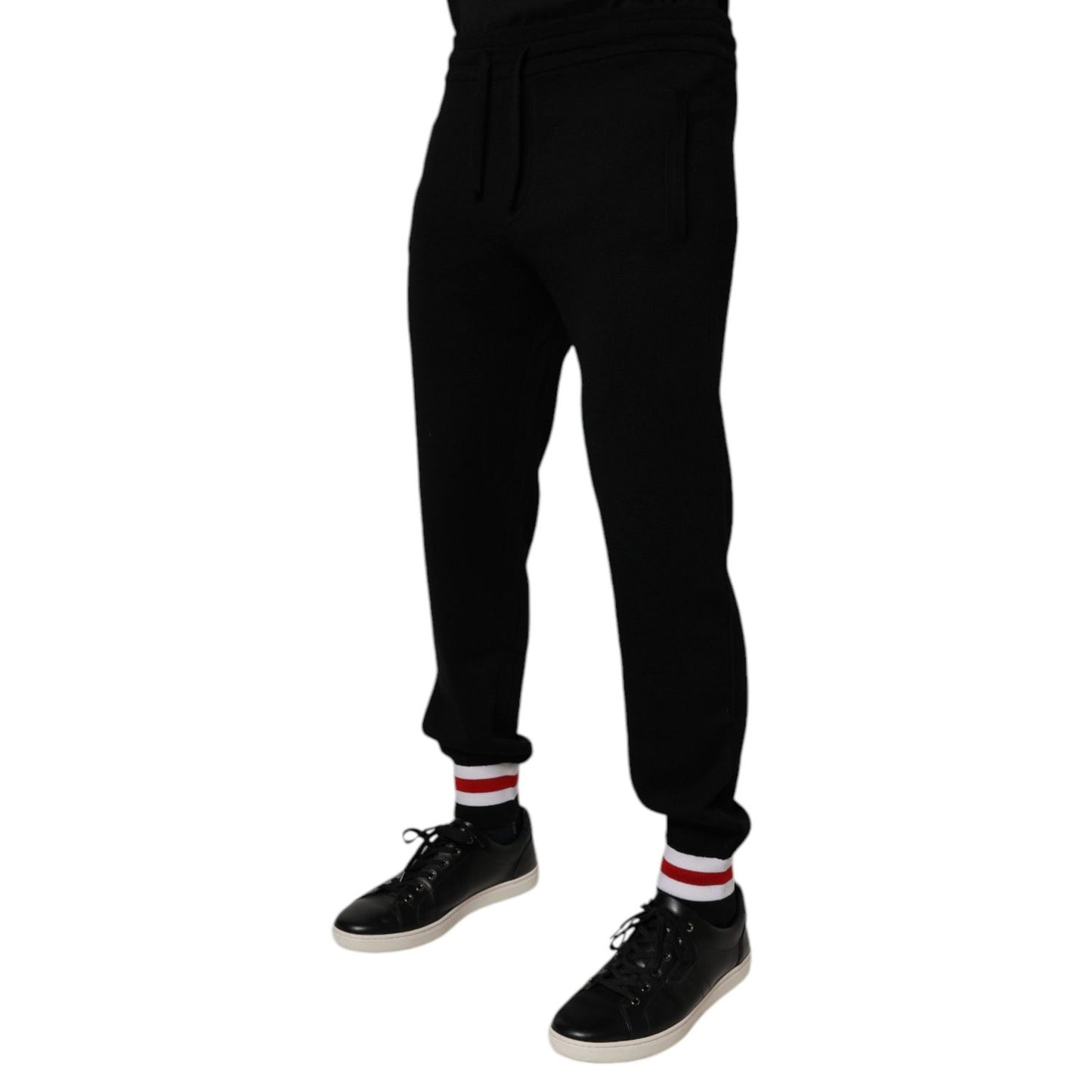 Dolce & Gabbana Black Wool Mid Waist Jogger Sweatpants Pants Dolce & Gabbana
