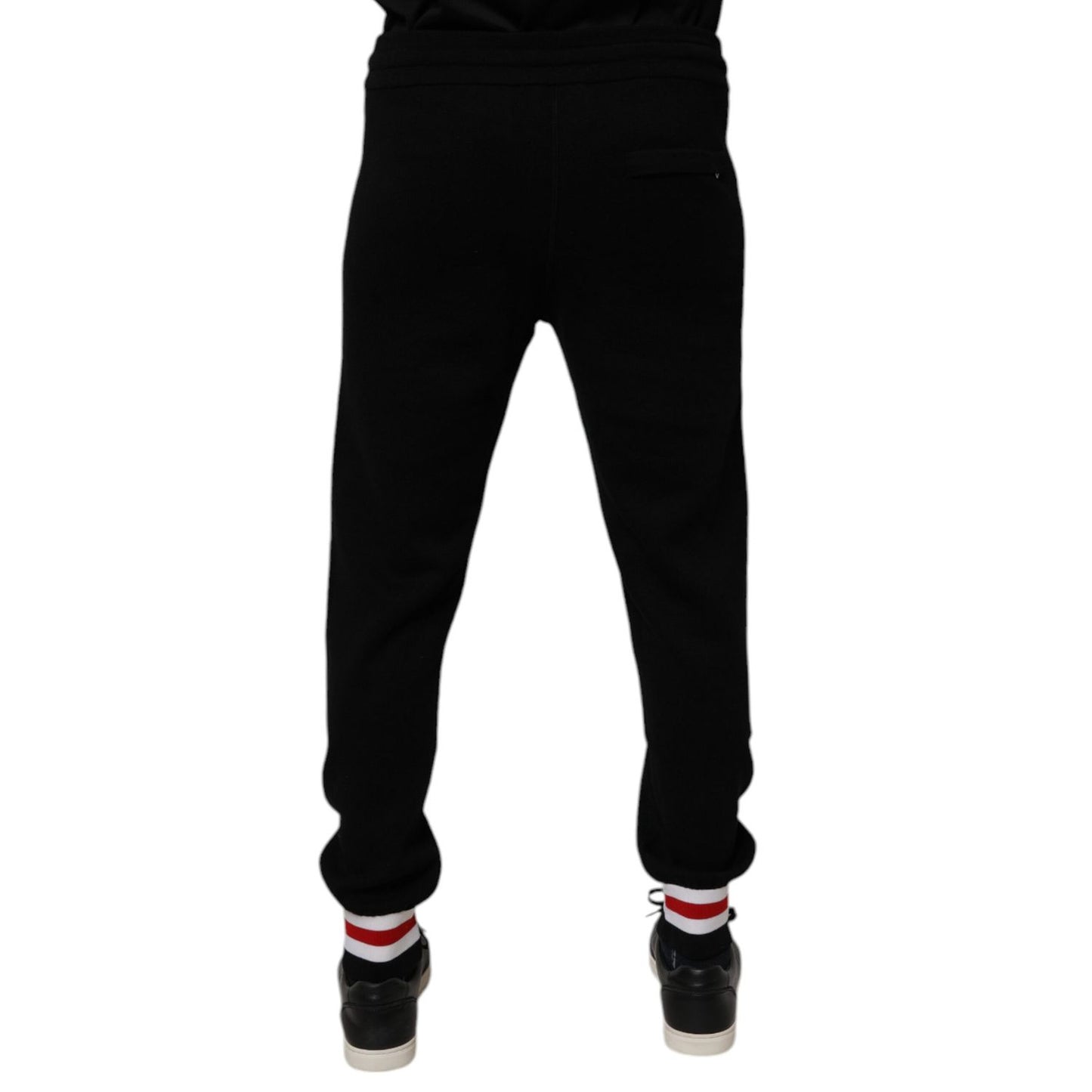 Dolce & Gabbana Black Wool Mid Waist Jogger Sweatpants Pants Dolce & Gabbana