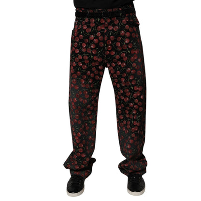 Dolce & Gabbana Black Cherry Cotton Straight Men Denim Jeans Dolce & Gabbana