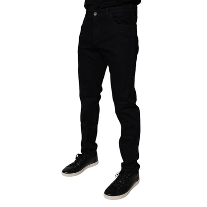 Dolce & Gabbana Black Cotton Stretch Slim Fit Men Denim Jeans Dolce & Gabbana
