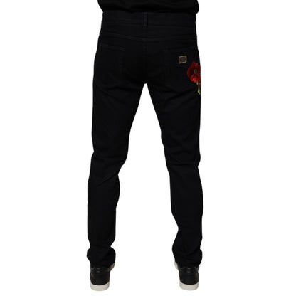 Dolce & Gabbana Black Cotton Stretch Slim Fit Men Denim Jeans Dolce & Gabbana