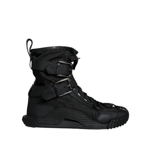 Dolce & Gabbana Black Nylon Lace-Up Boots