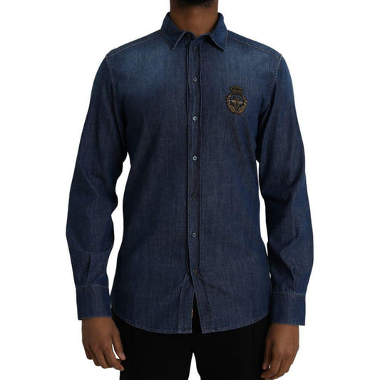 Dolce & Gabbana Blue Cotton Shirt DO-1126-IT40 | M