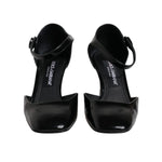 Dolce & Gabbana Black Leather Jackie Ankle Strap Sandals Shoes