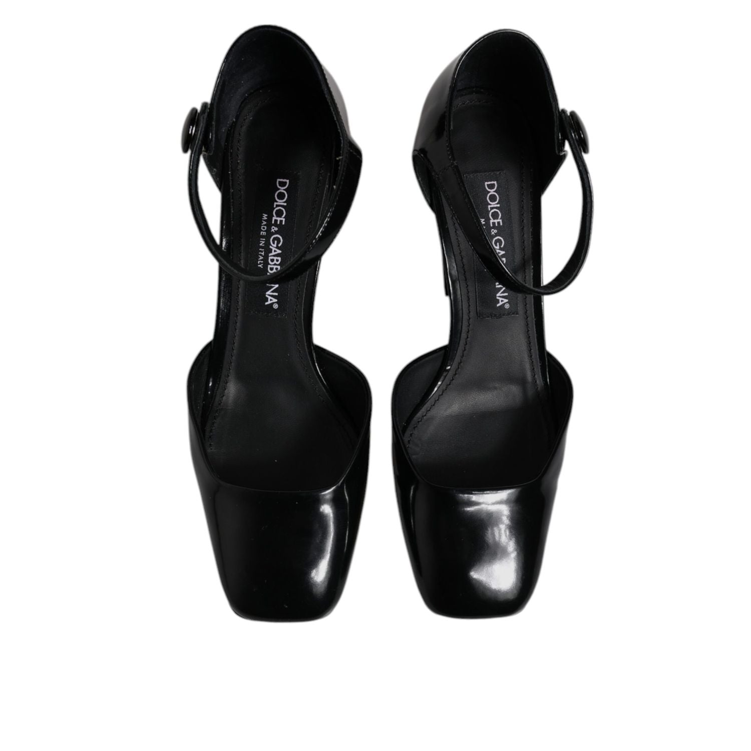 Dolce & Gabbana Black Leather Jackie Ankle Strap Sandals Shoes