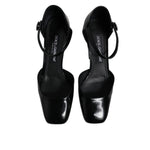 Dolce & Gabbana Black Leather Jackie Ankle Strap Sandals Shoes