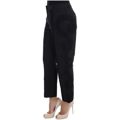Dolce & Gabbana Black Cotton Stretch Torero Capris Pants Dolce & Gabbana