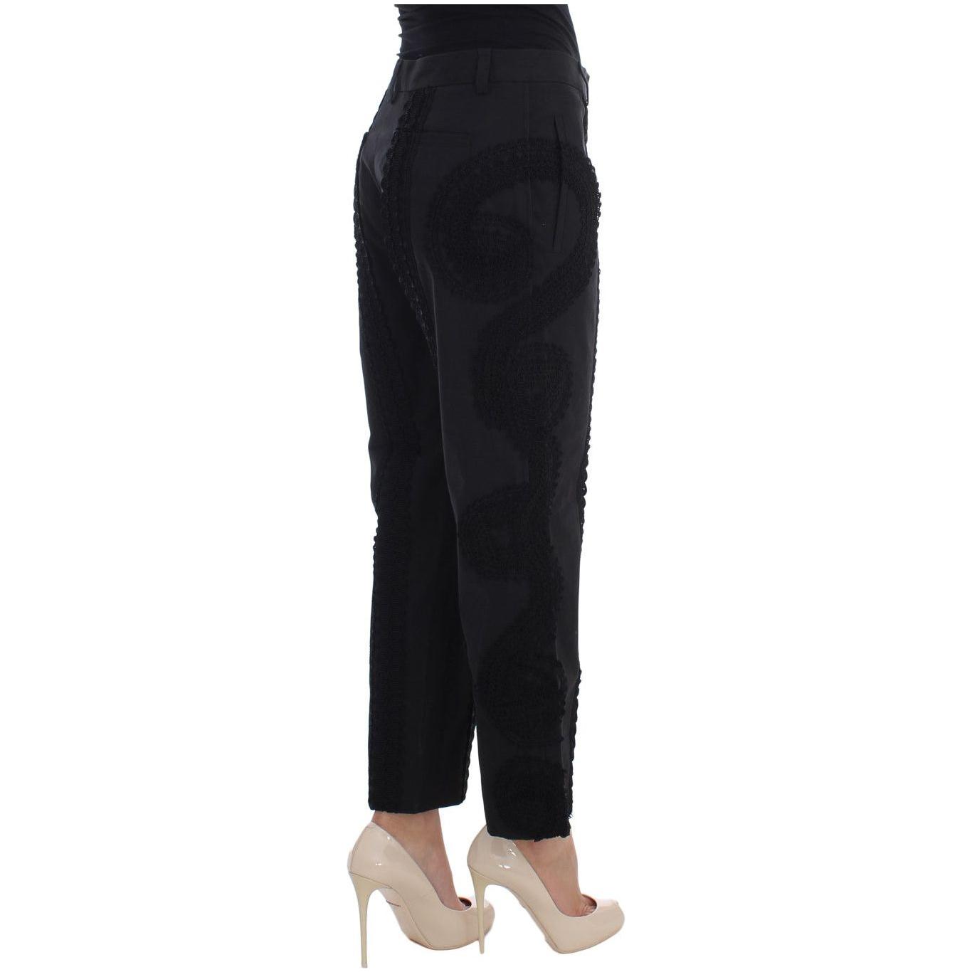 Dolce & Gabbana Black Cotton Stretch Torero Capris Pants Dolce & Gabbana