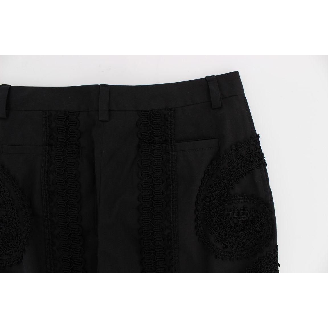 Dolce & Gabbana Black Cotton Stretch Torero Capris Pants Dolce & Gabbana
