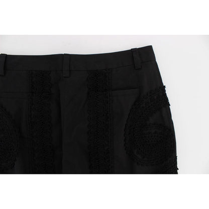 Dolce & Gabbana Black Cotton Stretch Torero Capris Pants Dolce & Gabbana