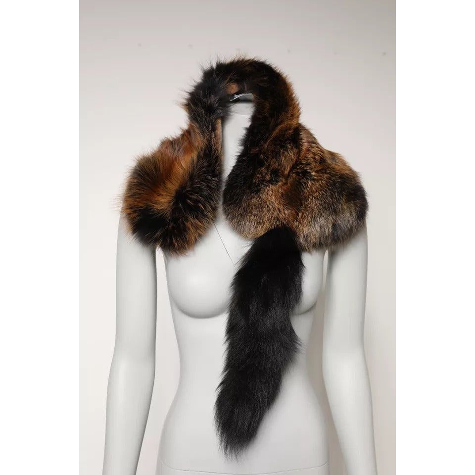 Dolce & Gabbana Brown Red Fox Fur Neck Warmer Winter Scarf