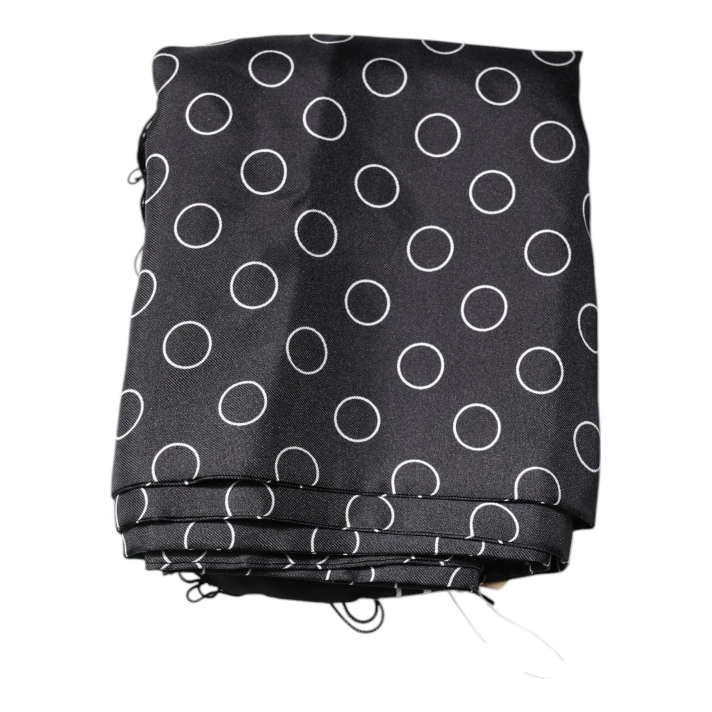 Dolce & Gabbana Black Circles Silk Fringes Shawl Wrap Scarf