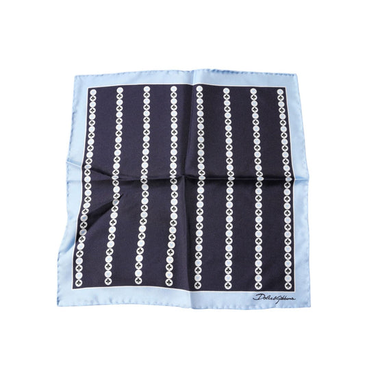 Dolce & Gabbana Blue Heart Spade Silk Handkerchief Scarf MS7276