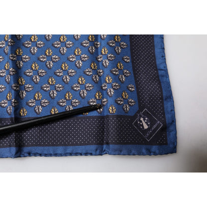 Dolce & Gabbana Blue Lady Bug Silk Square Handkerchief Scarf