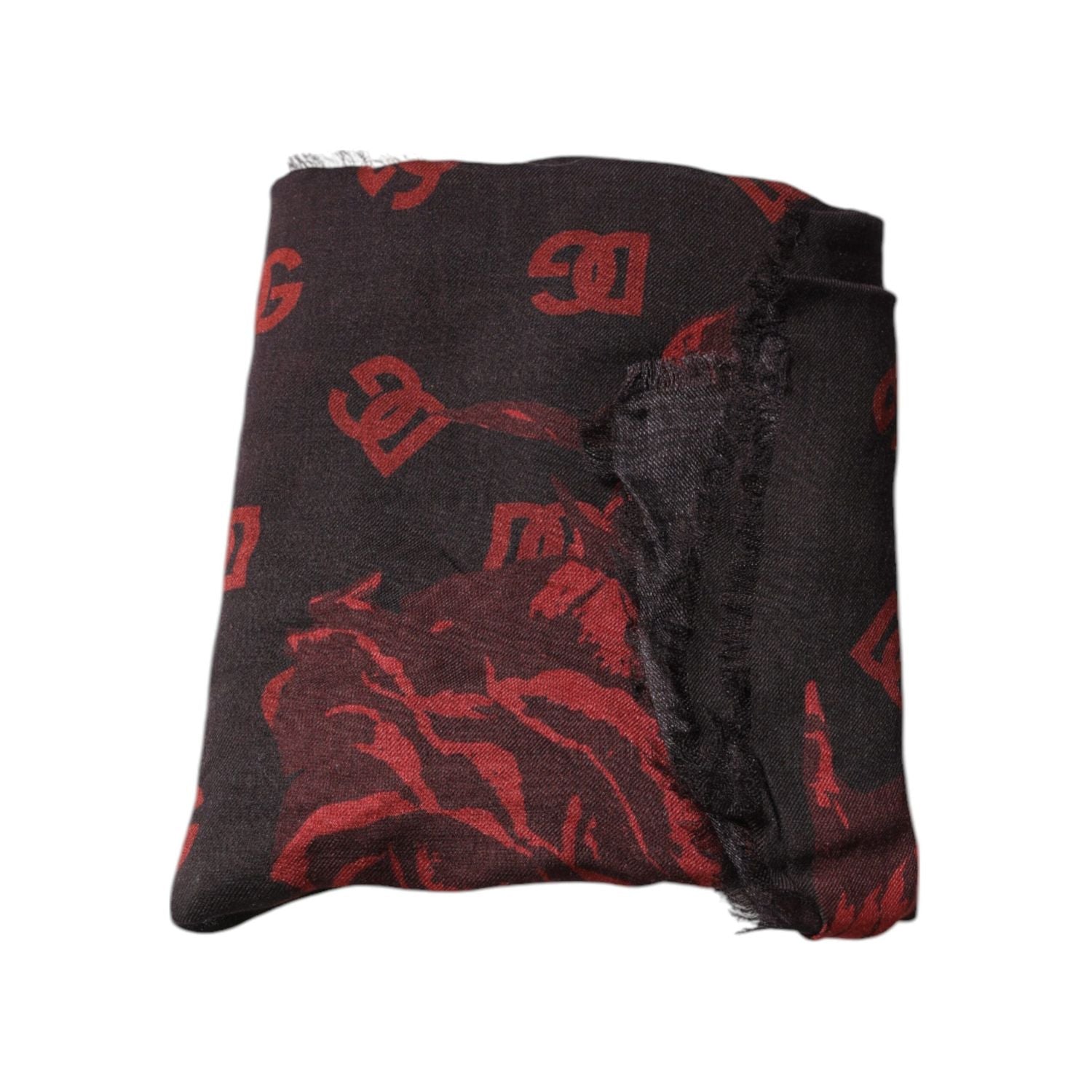 Dolce & Gabbana Black Red Floral Modal Wrap Shawl Scarf