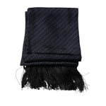 Dolce & Gabbana Dark Blue Fantasy Fringes Neck Wrap Scarf MS7441
