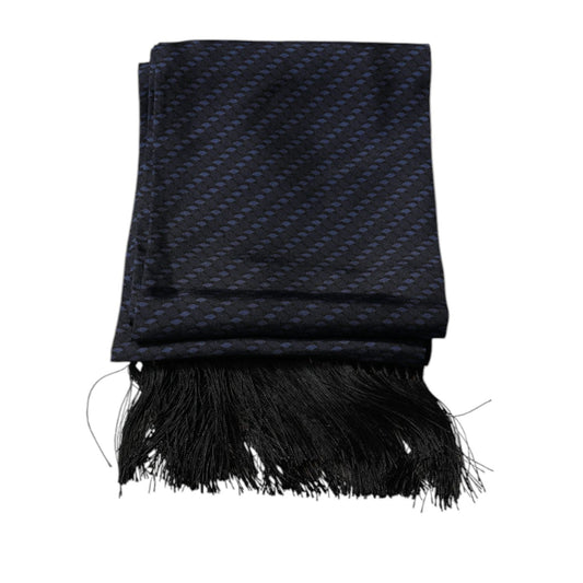 Dolce & Gabbana Dark Blue Fantasy Fringes Neck Wrap Scarf MS7441