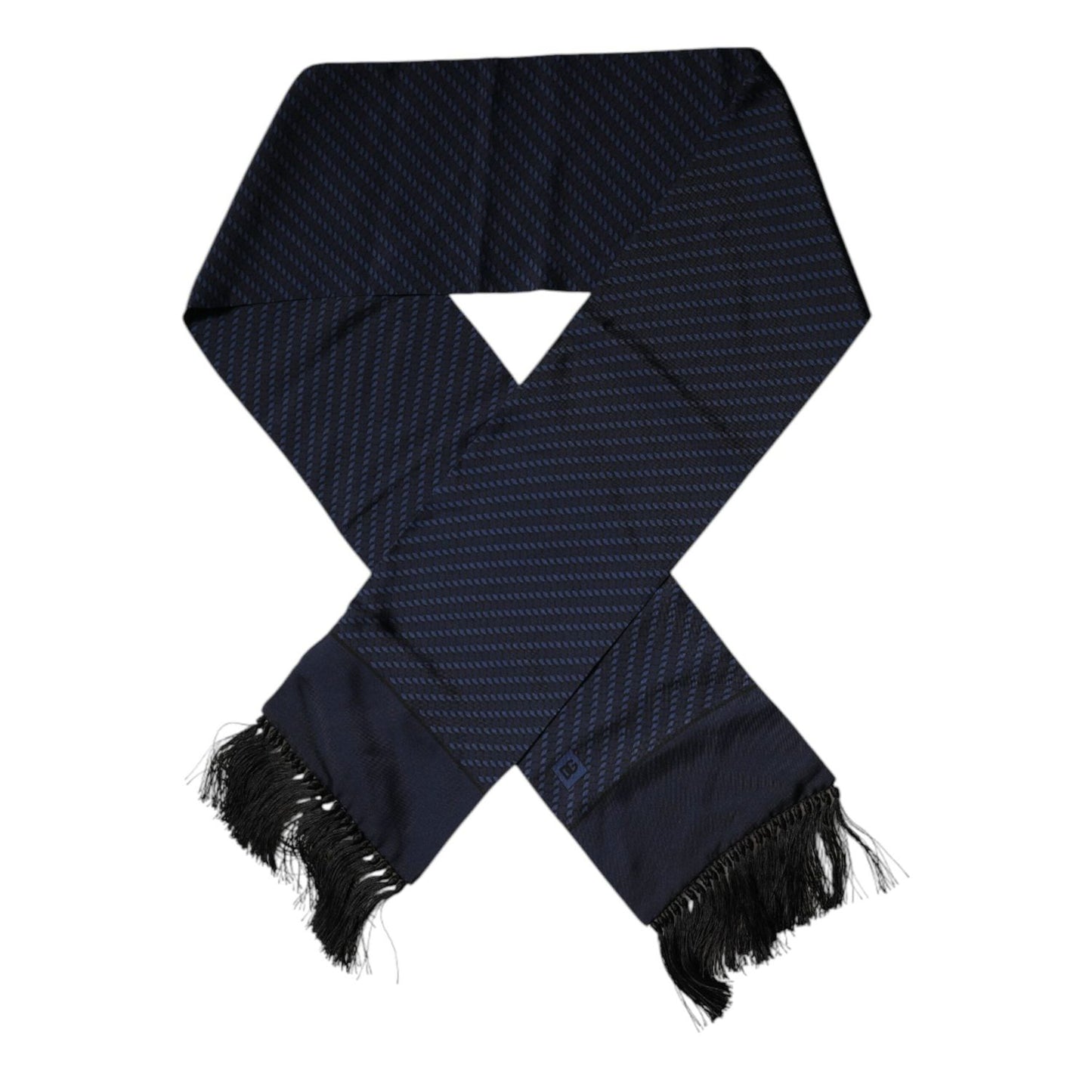Dolce & Gabbana Dark Blue Fantasy Fringes Neck Wrap Scarf MS7441