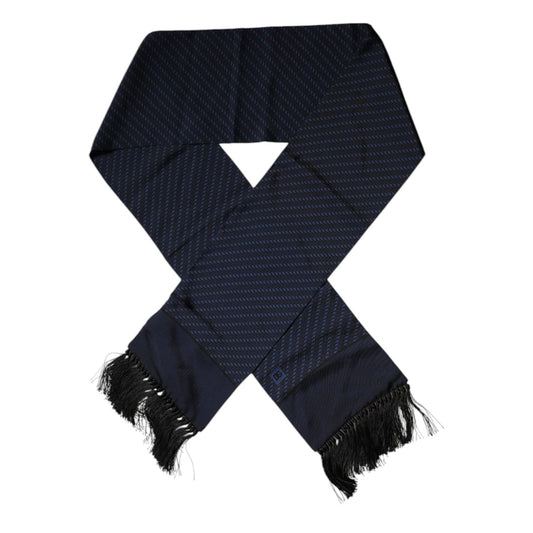Dolce & Gabbana Dark Blue Fantasy Fringes Neck Wrap Scarf MS7441