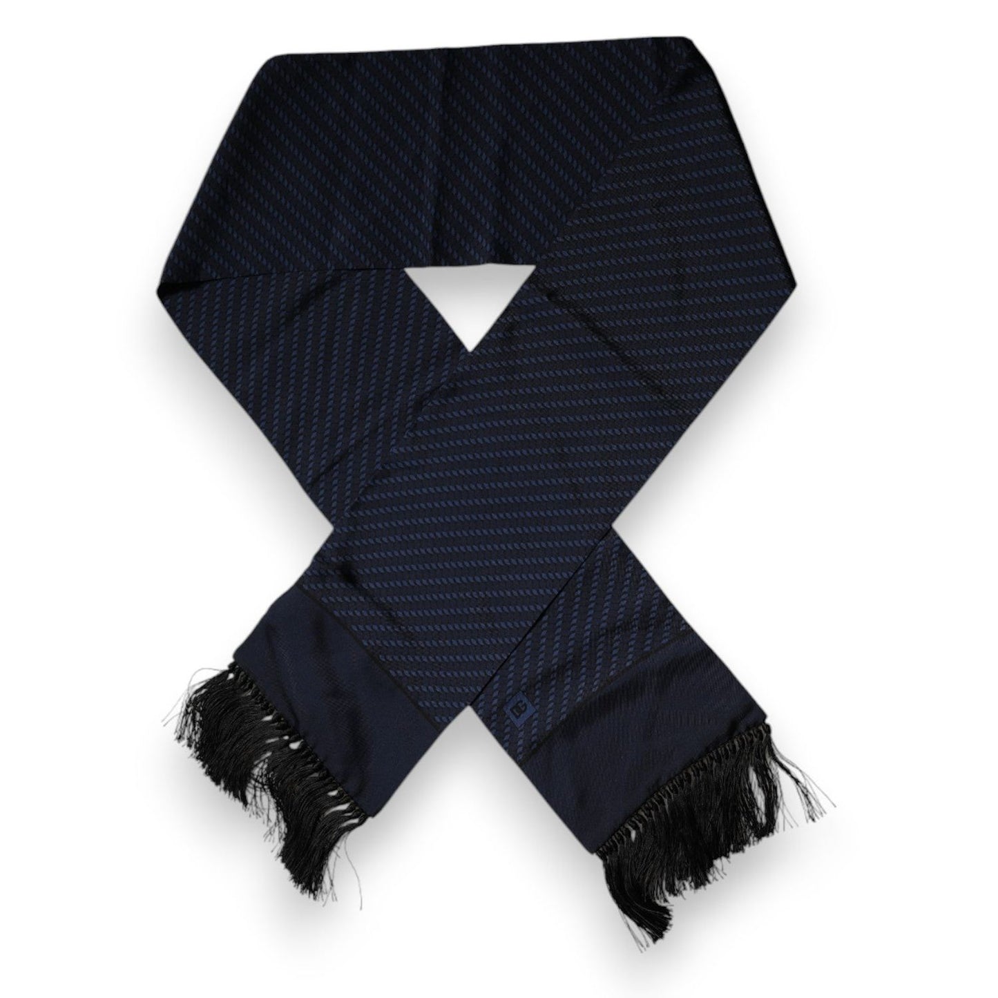 Dolce & Gabbana Dark Blue Fantasy Fringes Neck Wrap Scarf MS7441