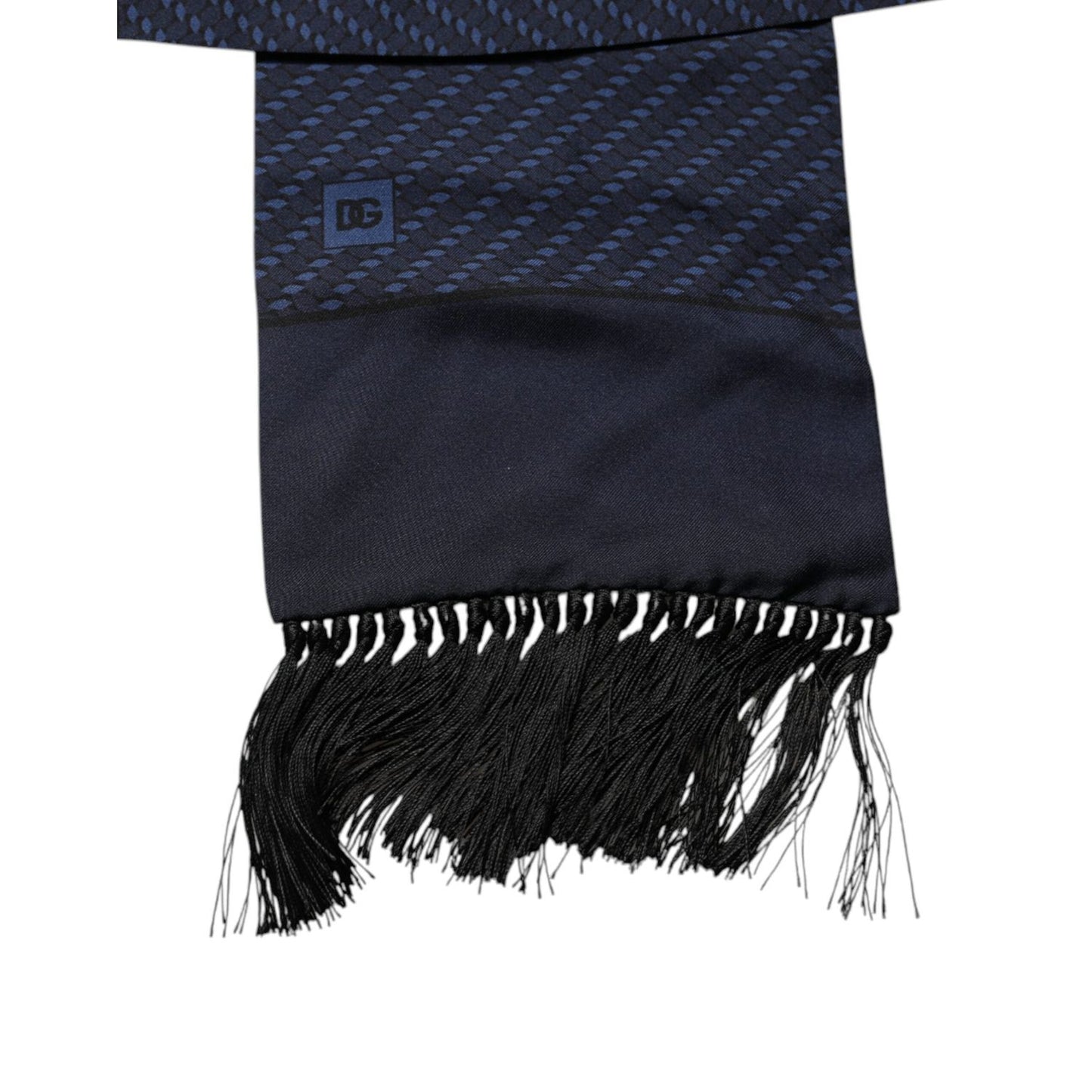 Dolce & Gabbana Dark Blue Fantasy Fringes Neck Wrap Scarf MS7441
