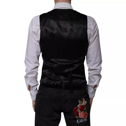 Dolce & Gabbana Black Wool Formal Dress Men Waistcoat Vest Dolce & Gabbana
