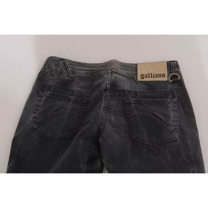 John Galliano Grey Washed Low Waist Zipper Side Skinny Denim Jeans