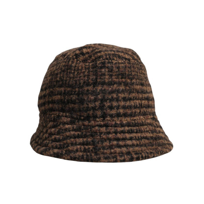 Dolce & Gabbana Brown Houndstooth Wool Woven Bucket Hat Dolce & Gabbana