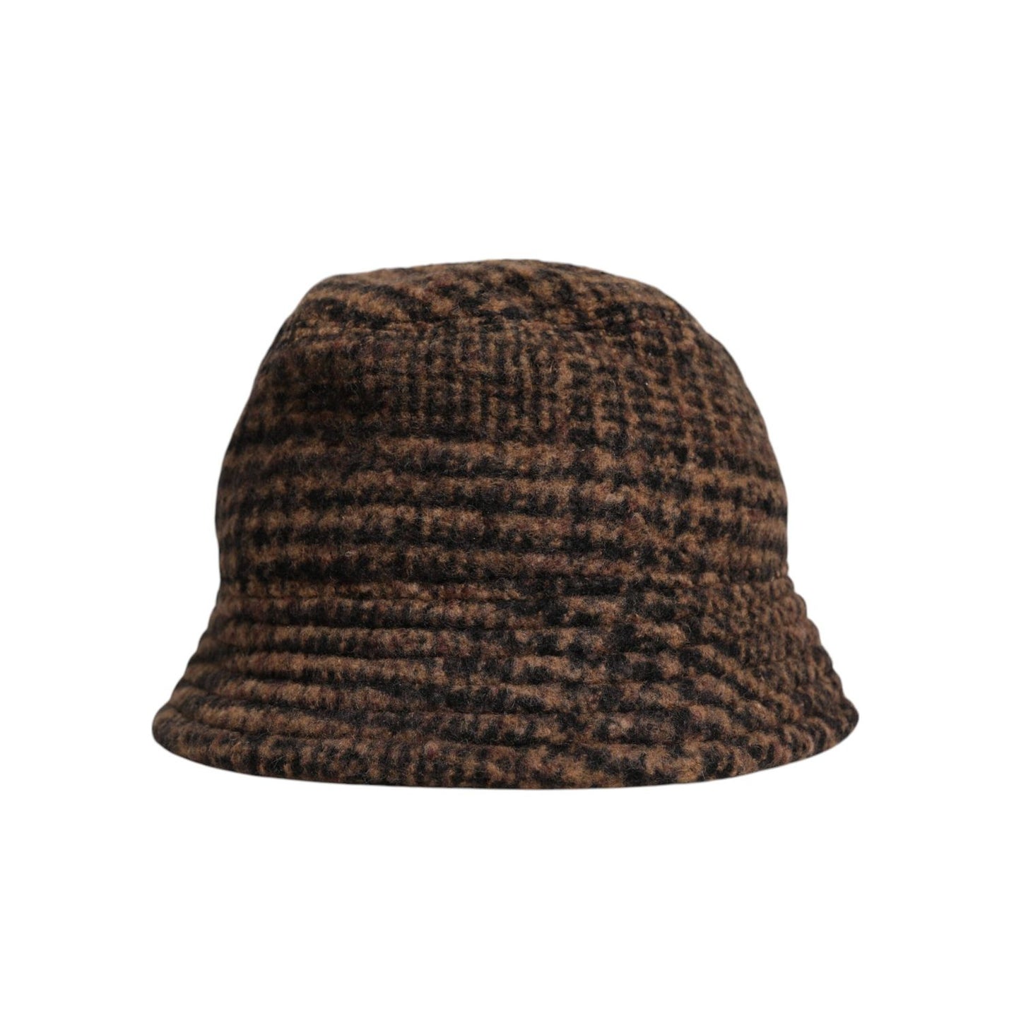 Dolce & Gabbana Brown Houndstooth Wool Woven Bucket Hat Dolce & Gabbana