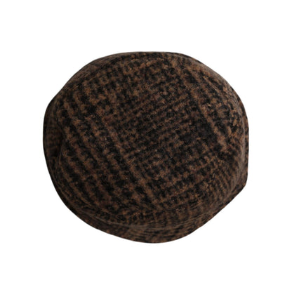 Dolce & Gabbana Brown Houndstooth Wool Woven Bucket Hat Dolce & Gabbana