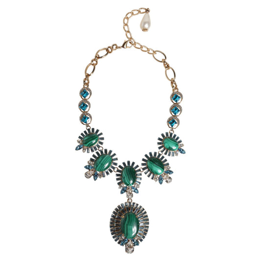 Dolce & Gabbana Gold Brass Pietre Oval Crystal Embellished Necklace